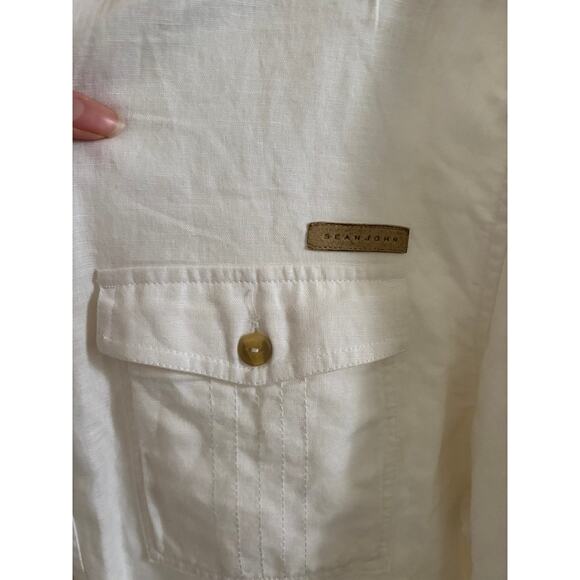 Sean John Shirt Mens XL White Linen Blend Tailored Fit Long Sleeve Button Down - Picture 3 of 7